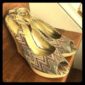 Audrey Brooke Wedge sandles, size 9.5